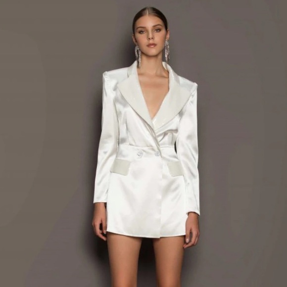 Bronx and Banco Gigi Bridal Blazer Dress in White - Picture 1 of 16